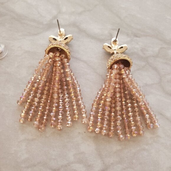 💖 Baublebar Rhinestones Crystals Pave Faceted Beads Beaded Tassel Earrings 💖 - Picture 8 of 10